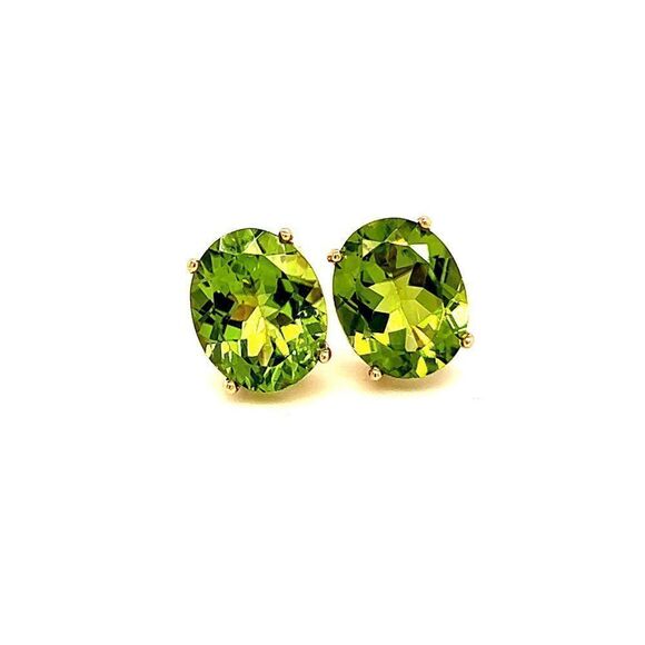 Oval Shape Peridot Stud Earrings 14k Y Gold 5.20 CTW Certified $3,950 211184 - Picture 1 of 8
